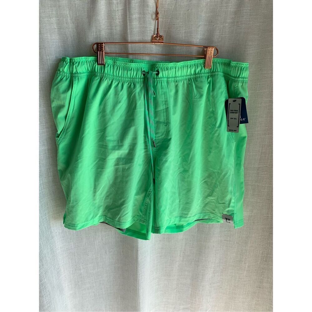George Swim Shorts‎ Men XL Green Quick Dry UPF 50+ Tag Free Trunks W/Back Pocket